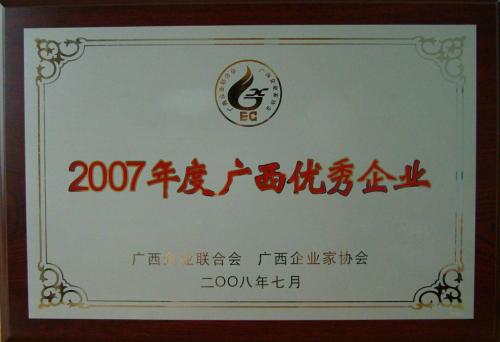 2007年 2007年度廣西優(yōu)秀企業(yè)